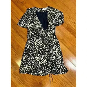 Rebecca Vallance Animal Print Wrap Dress Size Small